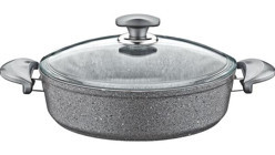 Oms Collection 3310 Cam Kapaklı Granit 22 cm Basık Tencere