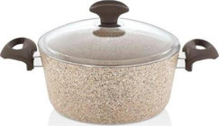 Falez Creamy CRE3004 Cam Kapaklı Granit 20 cm Derin Tencere