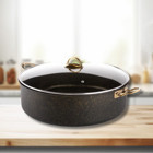 Evren Gold Stone Cam Kapaklı Granit 40 cm Karnıyarık Tencere