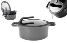 Berghoff Gem Stay Cool 2307419 Cam Kapaklı Döküm 28 cm Derin Tencere