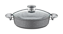 Oms Collection 152.3310.01.02-24 Cam Kapaklı Granit 24 cm Karnıyarık Tencere