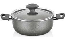 Papilla Fred Cam Kapaklı Granit 28 cm Derin Tencere
