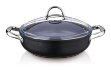 Saflon 8630 Cam Kapaklı Döküm 30 cm Basık Tencere