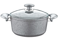 Oms Collection 441946 Cam Kapaklı Granit 26 cm Derin Tencere