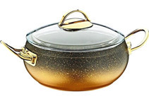 Oms Collection 3141 Cam Kapaklı Granit 24 cm Derin Tencere