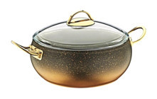 Oms Collection 3341 Cam Kapaklı Granit 28 cm Basık Tencere