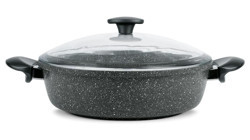 Thermoad Love Cam Kapaklı Granit 30 cm Karnıyarık Tencere