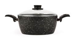 Cem Prestige Cam Kapaklı Granit 24 cm Derin Tencere