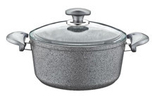 Oms Collection 3310 Cam Kapaklı Granit 30 cm Derin Tencere