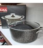 Oms Collection 3116 İndüksiyon Cam Kapaklı Granit 30 cm Derin Tencere