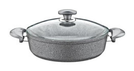 Oms Collection 152.3310.01.02-22 Cam Kapaklı Granit 22 cm Karnıyarık Tencere