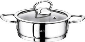 Oms Collection Cam Kapaklı Çelik 14 cm Basık Tencere