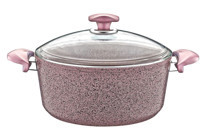 Oms Collection Bio 3110 Cam Kapaklı Granit 18 cm Derin Tencere Gri