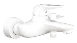 Grohe Eurostyle Krom Çift Delikli Aç Kapa Yarı Ankastre Kare Banyo Bataryası Beyaz