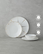 English Home Sunshine 27 Parça 6 Kişilik Bone Porselen Yemek Takımı Gold