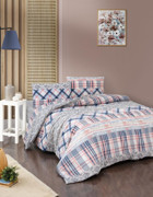 Mulberry Reyyan Pamuk 160x220 cm Lastikli Çarşaflı Desenli Tek Kişilik Nevresim Takımı Pembe