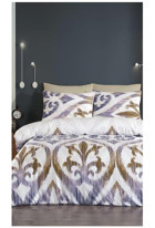 Jolly Home Arya Pamuk-Polyester 160x220 cm Çarşaflı Desenli Tek Kişilik Nevresim Takımı Mavi