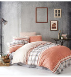 Minteks Dolce Pamuk-Polyester 160x220 cm Çarşaflı Desenli Tek Kişilik Nevresim Takımı Turuncu