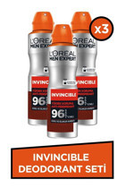 L'Oréal Paris Invincible Pudrasız Ter Önleyici Antiperspirant Sprey Erkek Deodorant 3x150 ml