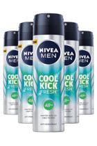 Nivea Cool Kick Fresh Pudrasız Ter Önleyici Antiperspirant Sprey Erkek Deodorant 5x150 ml