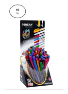 Pensan Glitter Plastik 9 Renkli 1.0 mm Simli Çok Renkli 60'lı Tükenmez Kalem Seti