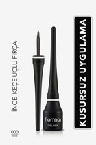 Flormar Pigmentli Ince Suya Dayanıklı Mat Pastel Siyah İnce Uçlu Keçe Likit Eyeliner
