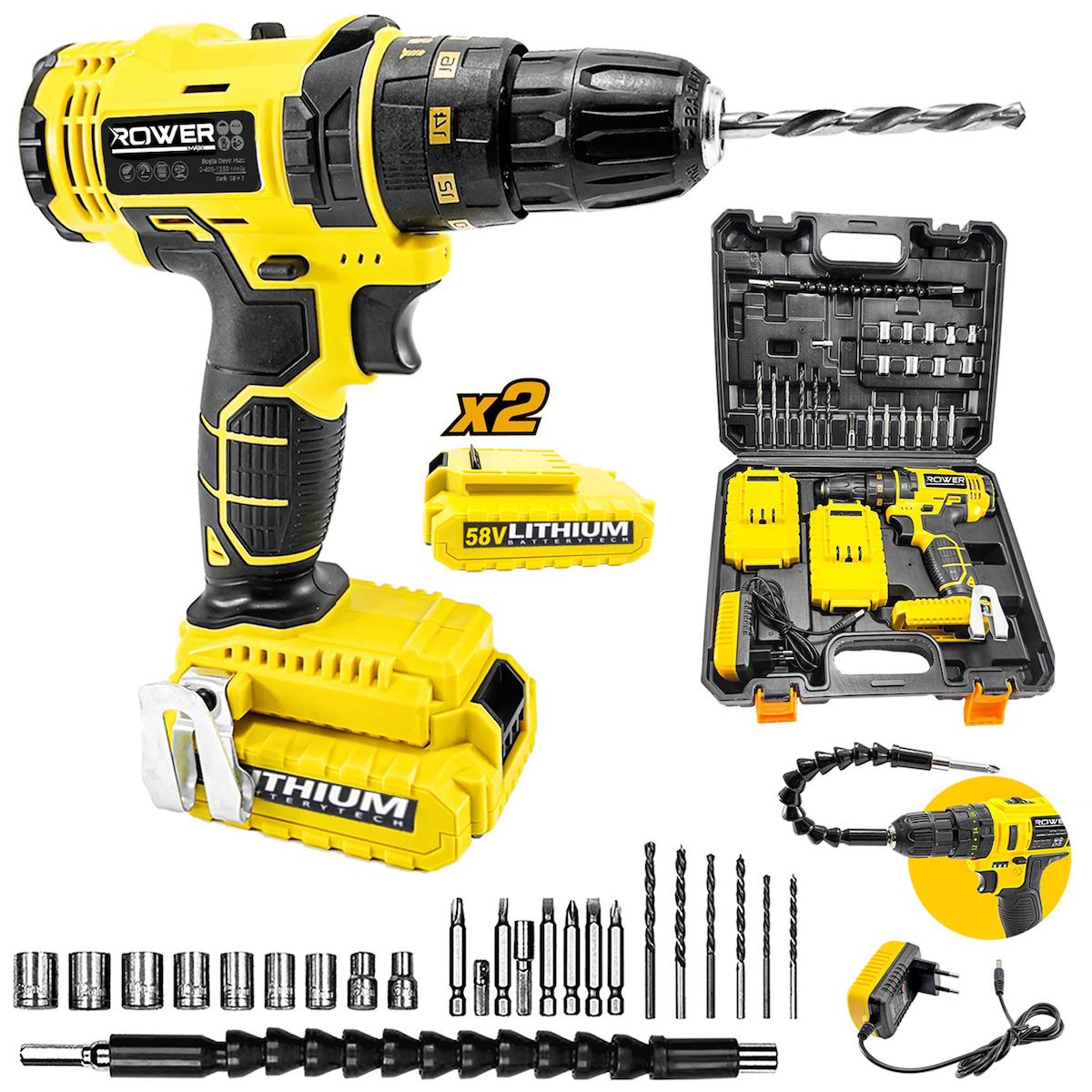 Rowermax Rwrx-3069 1000 W Darbeli Akülü Şarjlı Matkap