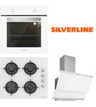 Silverline BO6501W01 - CS5349W01 - 3420 CLASSY Doğalgazlı Cam Klasik Set Üstü Davlumbaz 3'lü Ankastre Set Beyaz