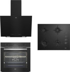 Beko BFC 631 S - 6512 ES - BDE 6040 S Dijital Gösterge Doğalgazlı Cam Set Üstü Davlumbaz 3'lü Ankastre Set Siyah