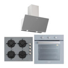 Silverline BO6503S01 - CS5335S01 - 3457 SOHO 60 Doğalgazlı Cam Klasik Set Üstü Davlumbaz 3'lü Ankastre Set Gri