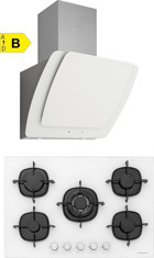 Silverline CS5365W01 - 3373 MİSTO 60 Doğalgazlı Cam Klasik Ocak Davlumbaz İkili Set 2'li Ankastre Set Beyaz
