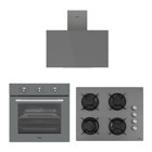Vestel AF-6682 G-LF AO-65104 G AD 63340 G Doğalgazlı Cam Klasik Set Üstü Davlumbaz 3'lü Ankastre Set Gri