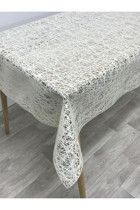 Yıldızhome Plastik 140 x 160 cm Dikdörtgen Masa Örtüsü Bej