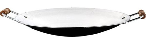 Üzüm Çelik No:4 Metal Saplı Paslanmaz Krom 41 cm Kavurma Tava Gri