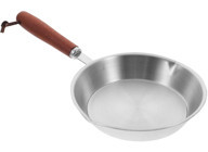 Amosfun Ahşap Saplı Paslanmaz Çelik 24 cm Kızartma Tava Gri