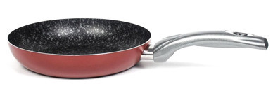 Cem Ily Retro Pratiko Metal Saplı Alüminyum 24 cm Düz Tava Kırmızı