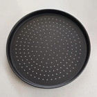 Piyop Delikli Çelik 36 cm Pizza Tava Siyah