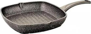 O.M.S Plastik Saplı Granit 28x28 cm Grill Tava Gri