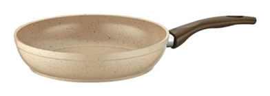 Safran Plastik Saplı Granit 24 cm Düz Tava Bej