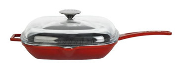 Lava Kare Kapaklı Döküm 26x26 cm Grill Tava Kırmızı