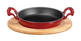 Lava Ahşap Altlıklı Döküm 16 cm Sahan Tava Kırmızı