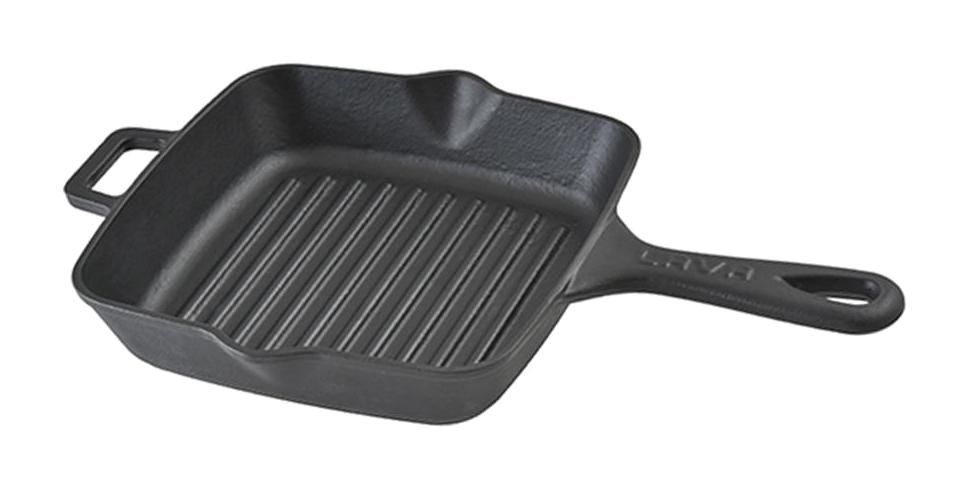 Lava Metal Saplı Döküm 20x20 cm Grill Tava Siyah