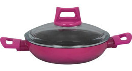 Mehtap Plastik Saplı Titanyum 18 cm Sahan Tava Pembe