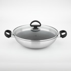 Carl Schmidt Sohn Premıum Plastik Saplı Paslanmaz Çelik 36 cm Wok Tava Gri