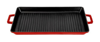 Lava Dikdörtgen Döküm 26x45 cm Grill Tava Kırmızı