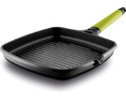 Castey Fundix Kare Plastik Saplı Alüminyum Döküm 27 cm Grill Tava Gri