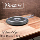 Pırlanta İkiz Metal Saplı Alüminyum 32 cm Balık Tava Gri