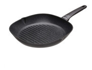 Bistecchiera Antiaderente Pietra Induzione Zeus Plastik Saplı Alüminyum 28 cm Grill Tava Siyah