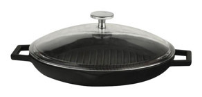 Lava Kapaklı Döküm 30 cm Grill Tava Siyah