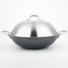 Carl Schmidt Sohn Altena Metal Saplı Demir Döküm 36 cm Wok Tava Gri